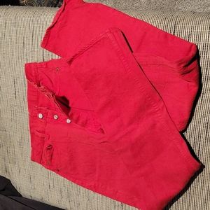 Levi 501 red jeans